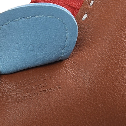 Hermes Milo Lambskin Grigri Rodeo Horse Bag Charm PM Gold Rouge Indien Celeste 3 of 4