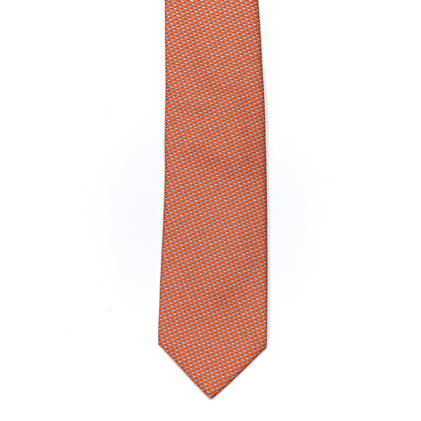 Silk Printed French Baguette Mens Neck Tie Orange Vif Ciel