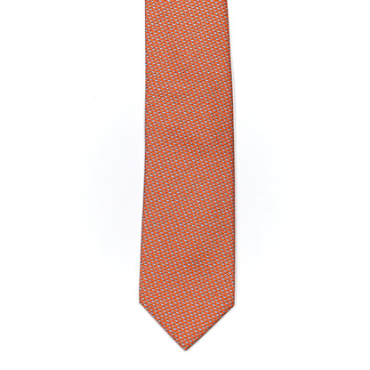 Hermes Silk Printed French Baguette Mens Neck Tie Orange Vif Ciel 2 of 6