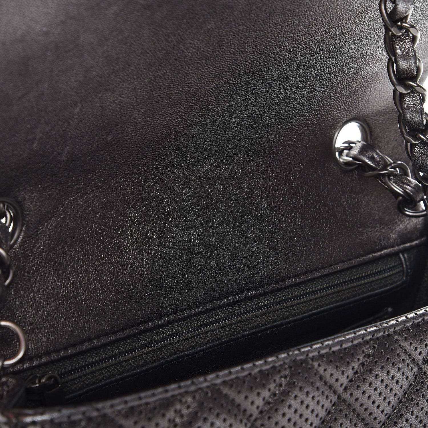 Chanel Metallic Lambskin Perforated Mini Rectangular Flap Grey 12 of 12