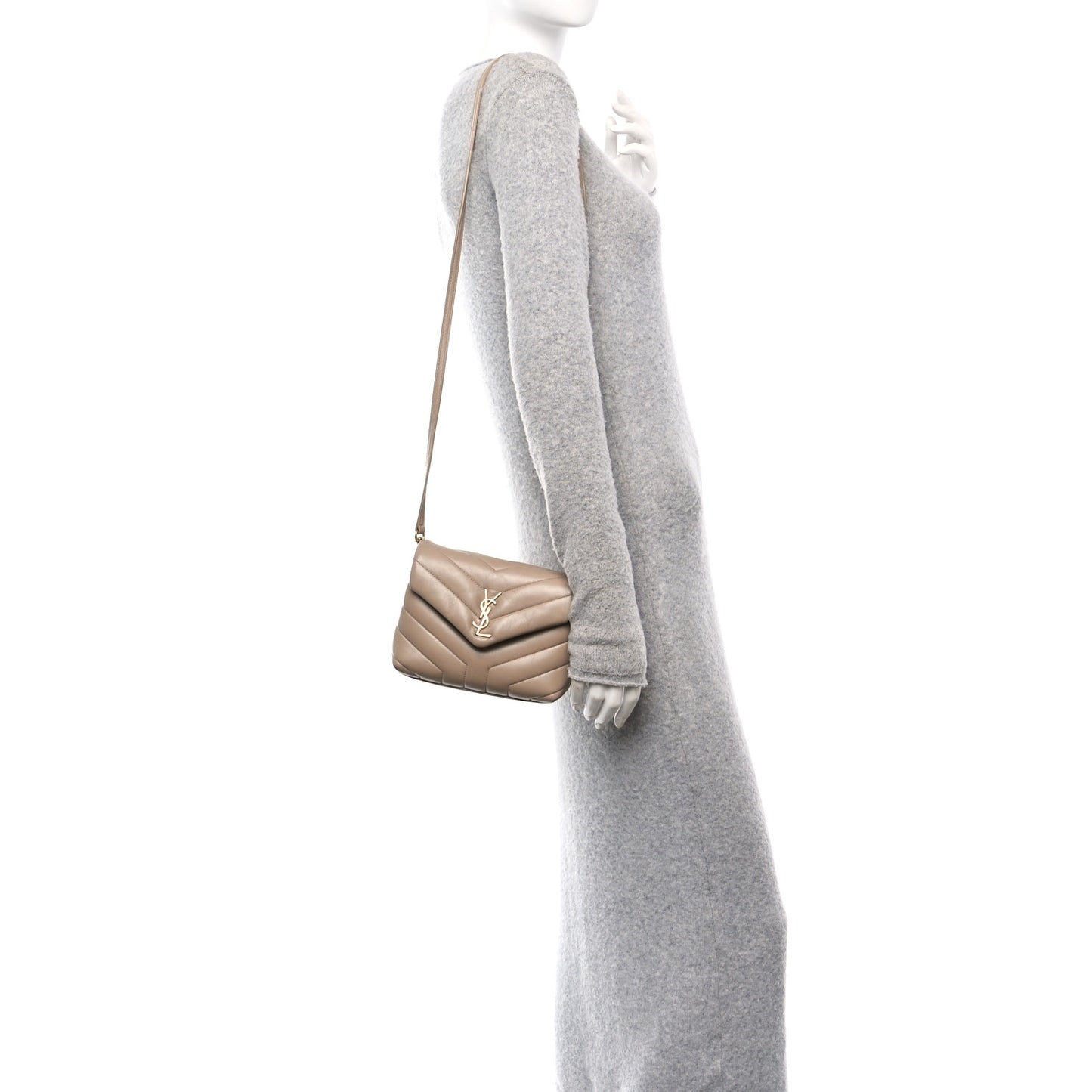 Calfskin Y Quilted Monogram Toy Loulou Crossbody Bag Dark Beige