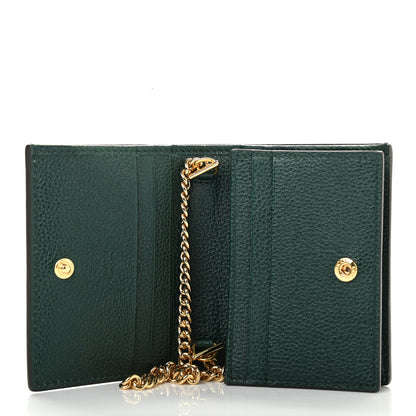 Gucci Grainy Calfskin Zumi Chain Card Case Wallet Vintage Green 5 of 8
