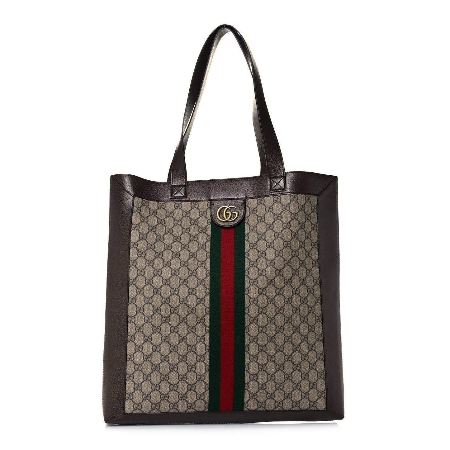 GG Supreme Monogram Web Large Ophidia Vertical Shopping Tote Brown