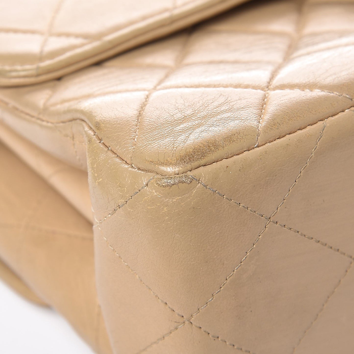 Lambskin Quilted Medium Double Sided Flap Beige