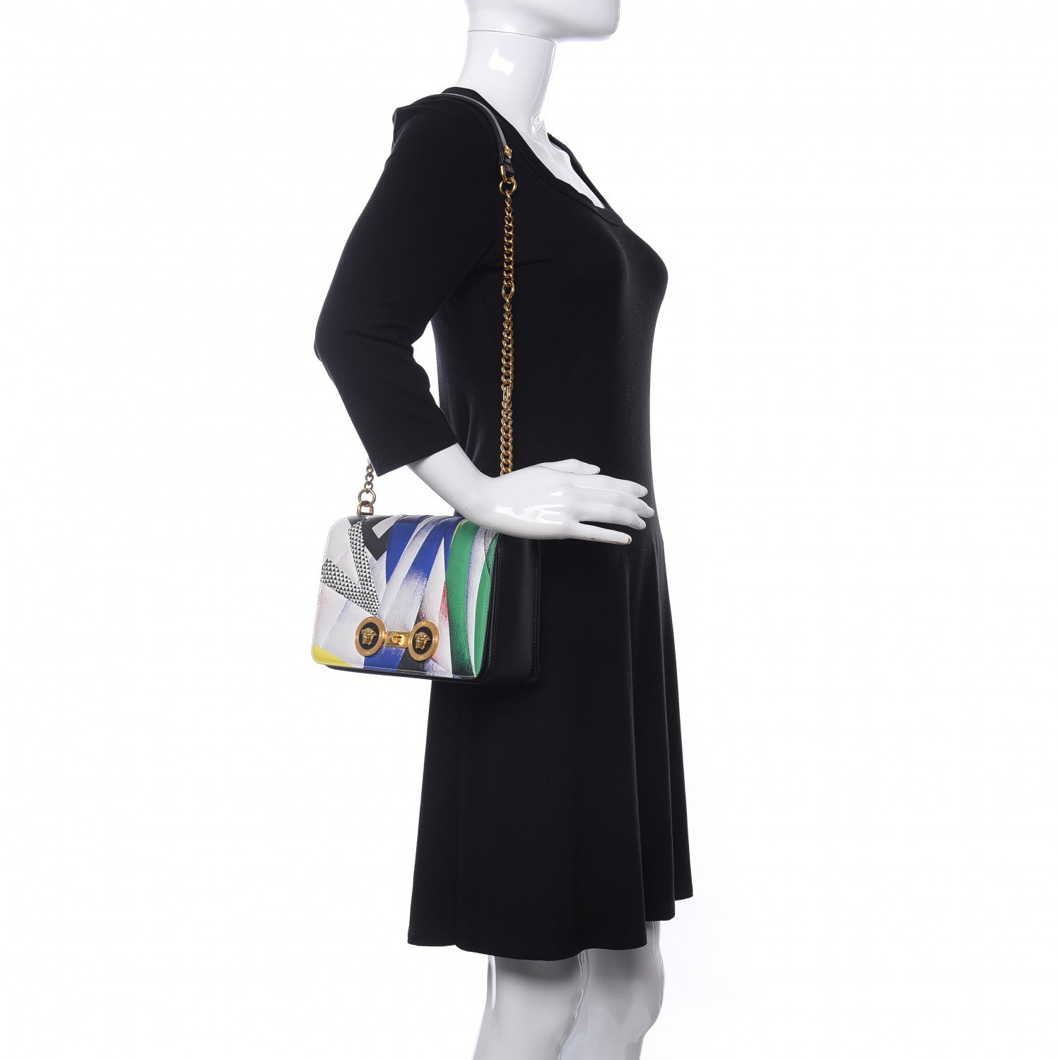 Versace Nappa The Clash Print Tribute Shoulder Bag Black Multicolor 2 of 10
