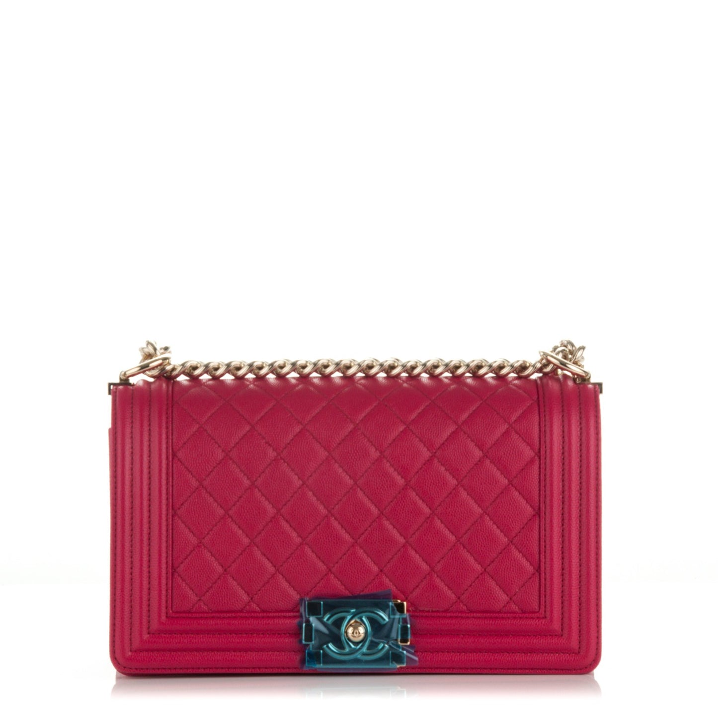 Caviar Quilted Medium Boy Flap Fuchsia