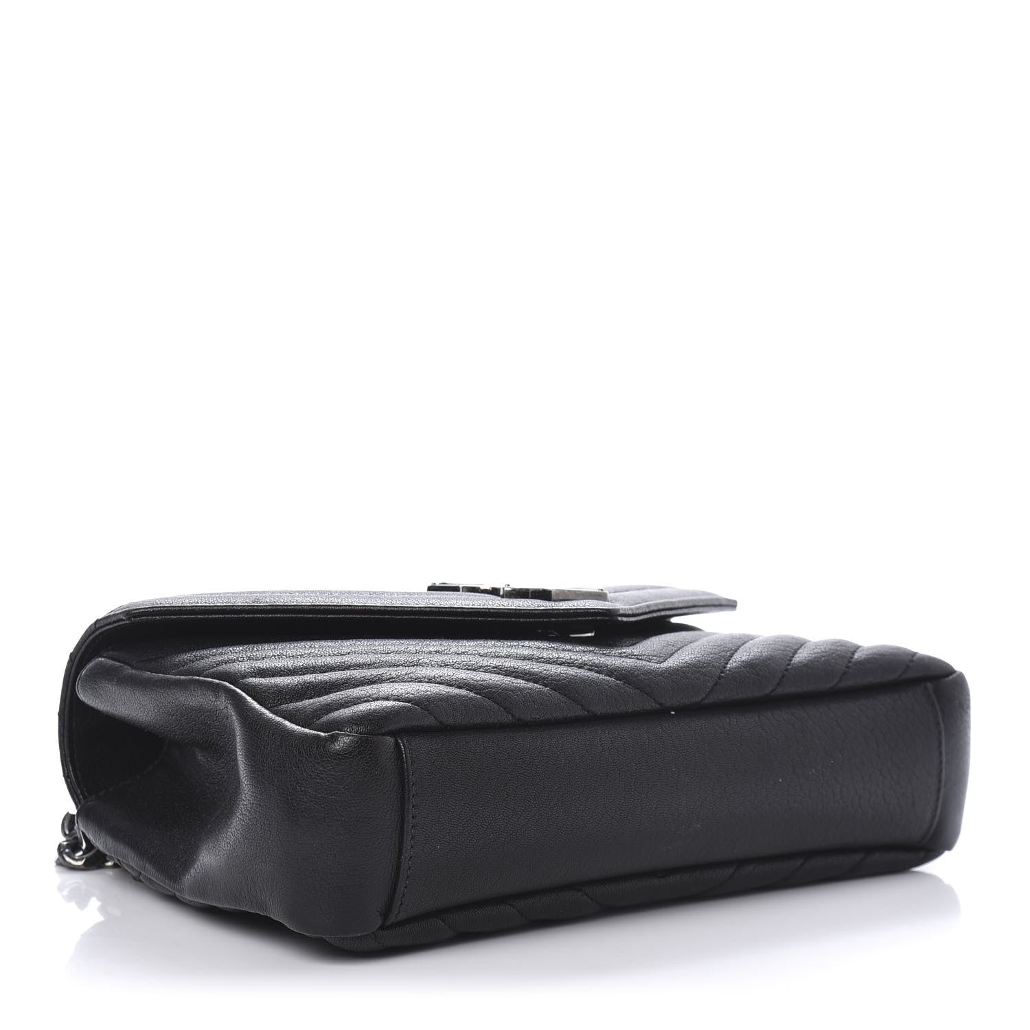 Saint Laurent Sheepskin Matelasse Chevron Monogram Medium College Bag Black 4 of 11
