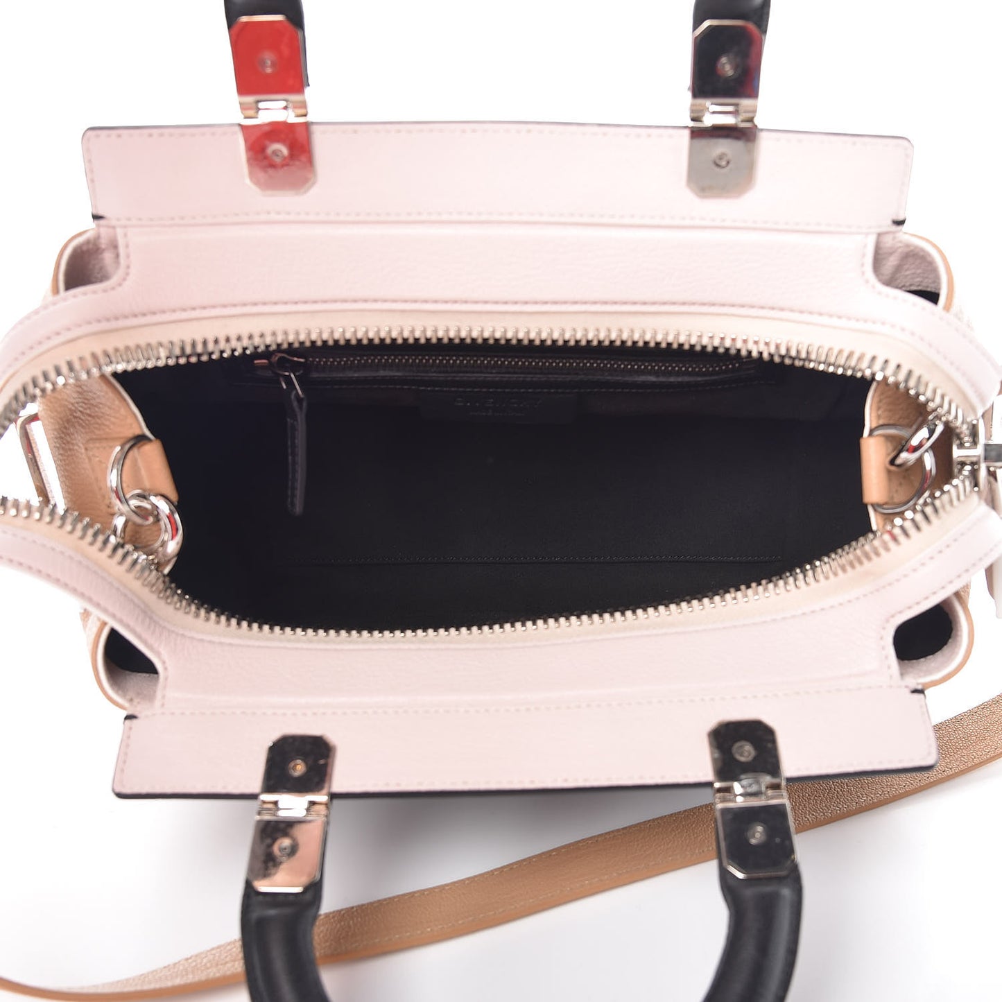 Goatskin HDG Tri-Color Top Handle Tote Black Beige