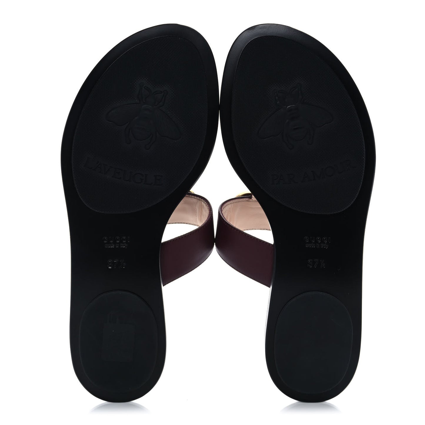 Calfskin GG Marmont Thong Sandals 37.5 Vintage Bordeaux
