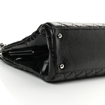 Chanel Glazed Calfskin Quilted Large Just Mademoiselle Bowling Bag Black 10 of 19
