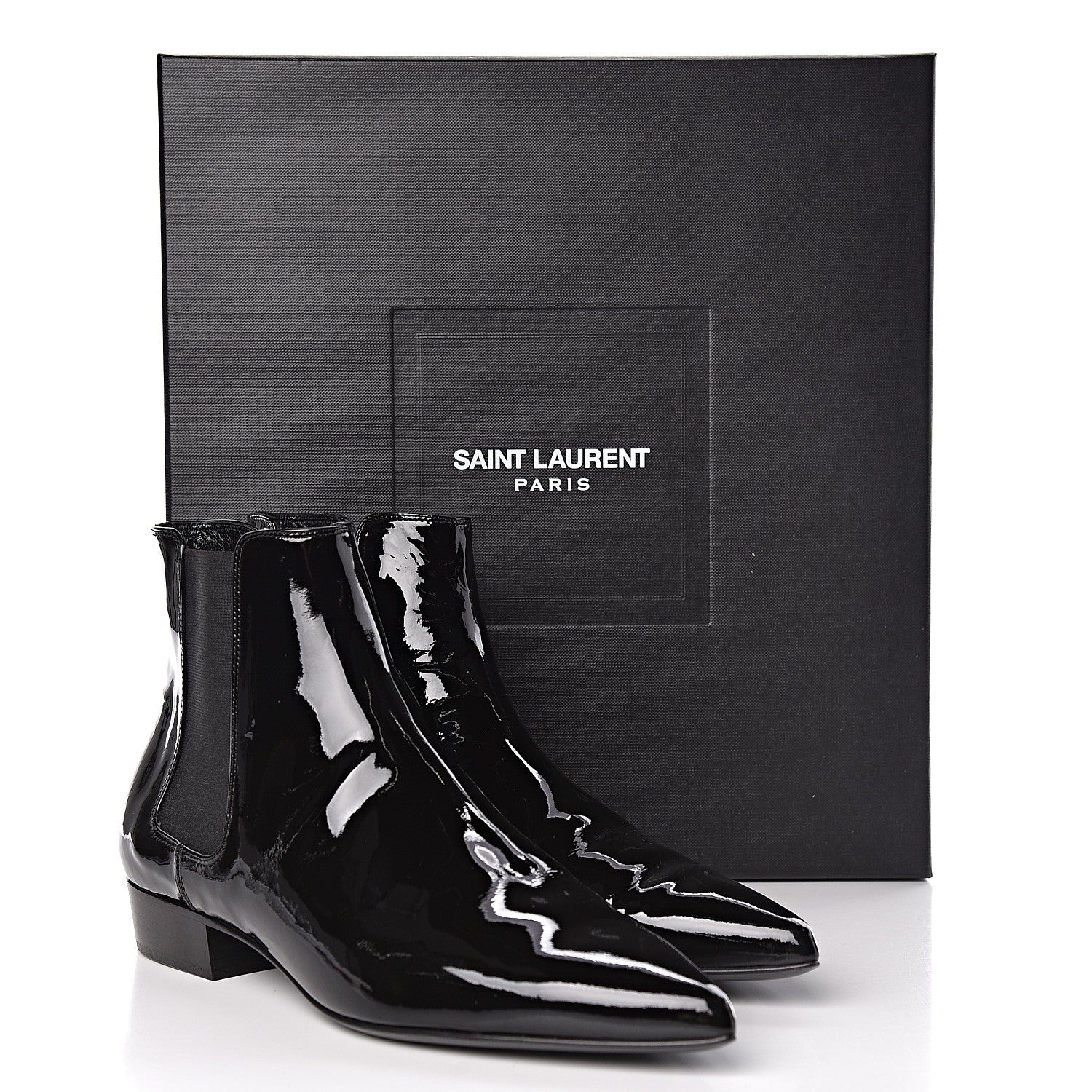 Saint Laurent Vitello Vernice Ankle Boots 37 Black 8 of 8