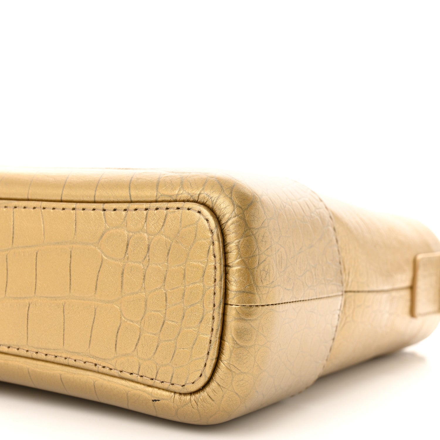 Chanel Metallic Calfskin Crocodile Embossed Medium Gabrielle Cocodile Hobo Gold 10 of 12