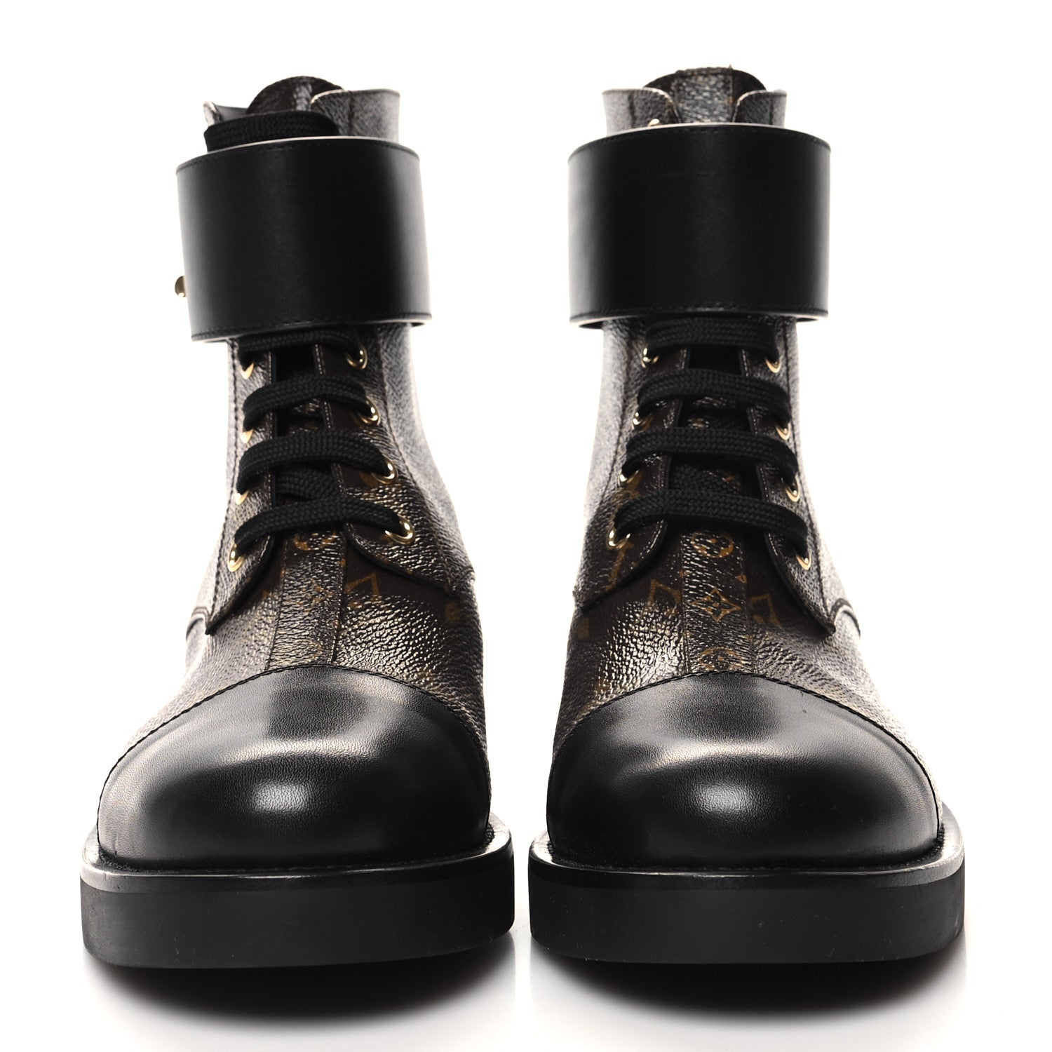 Louis Vuitton Calfskin Monogram Wonderland Flat Ranger Boots 38 Black 2 of 9
