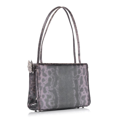 Judith Leiber Metallic Lizard Crystal Butterfly Silver Multicolor 3 of 11