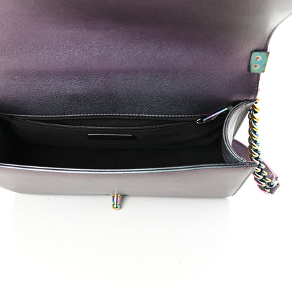 Chanel Iridescent Goatskin Quilted New Medium Boy Flap Purple 5 of 10