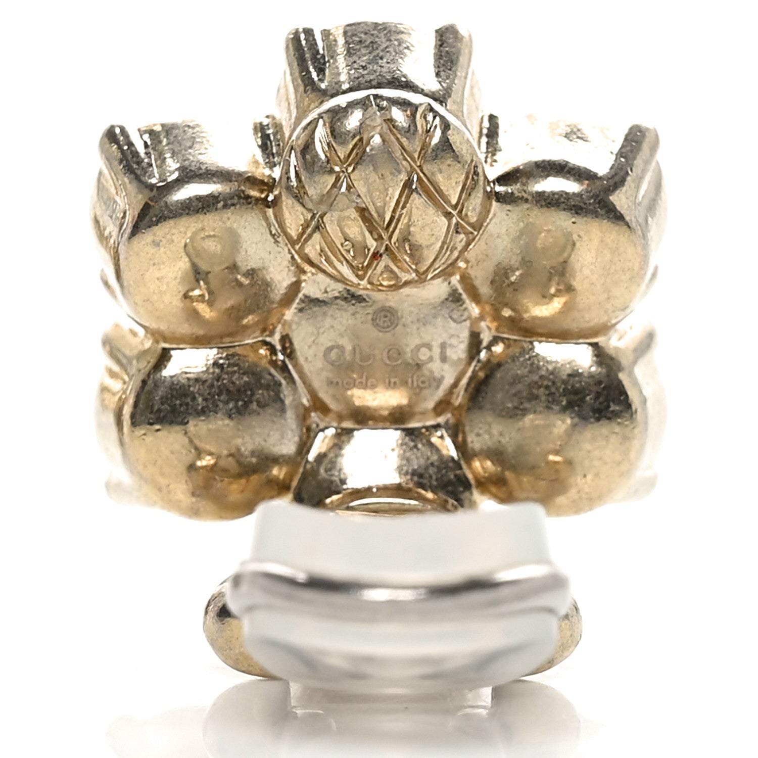 Gucci Metal Pearl Double G Clip On Earrings Aged Gold 4 of 5