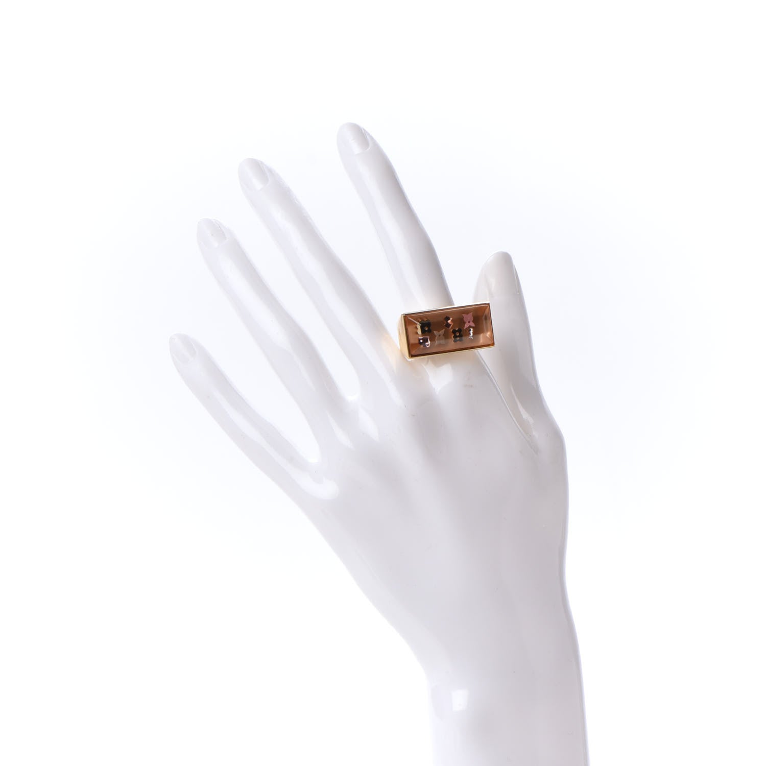 Louis Vuitton Resin Swarovski Crystal Inclusion Ring 6.5 Gold 2 of 6