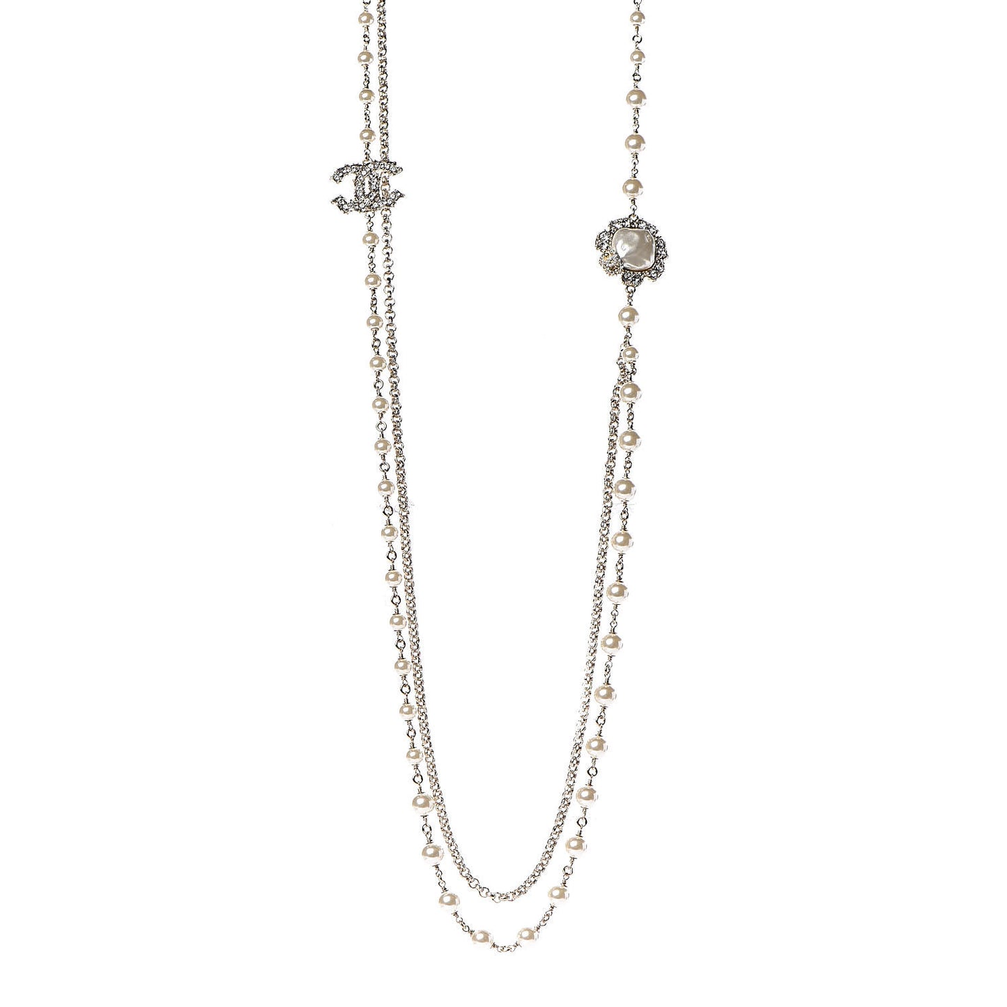 Pearl Crystal Camellia Express Multistrand Necklace Gold