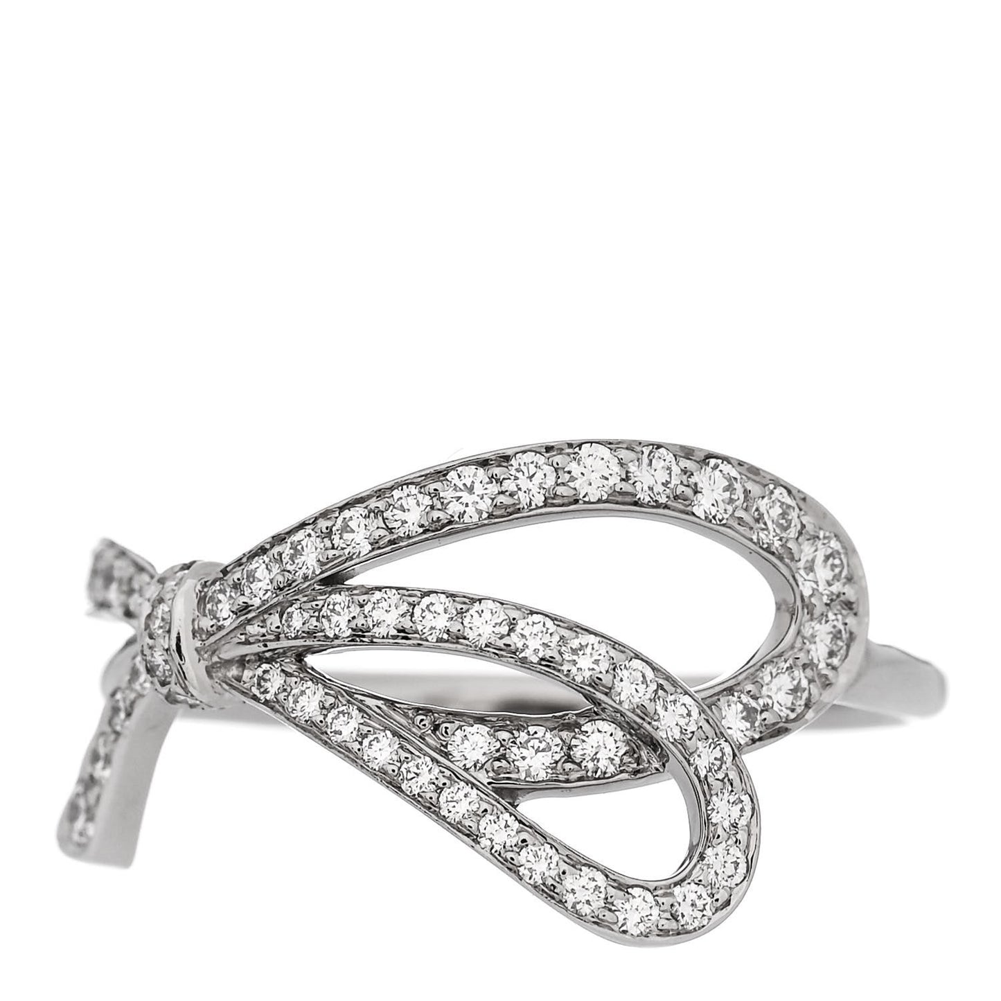 18K White Gold Diamond .40ct Bow Ring 53 6.5