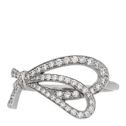 Tiffany 18K White Gold Diamond .40ct Bow Ring 53 6.5 1 of 5