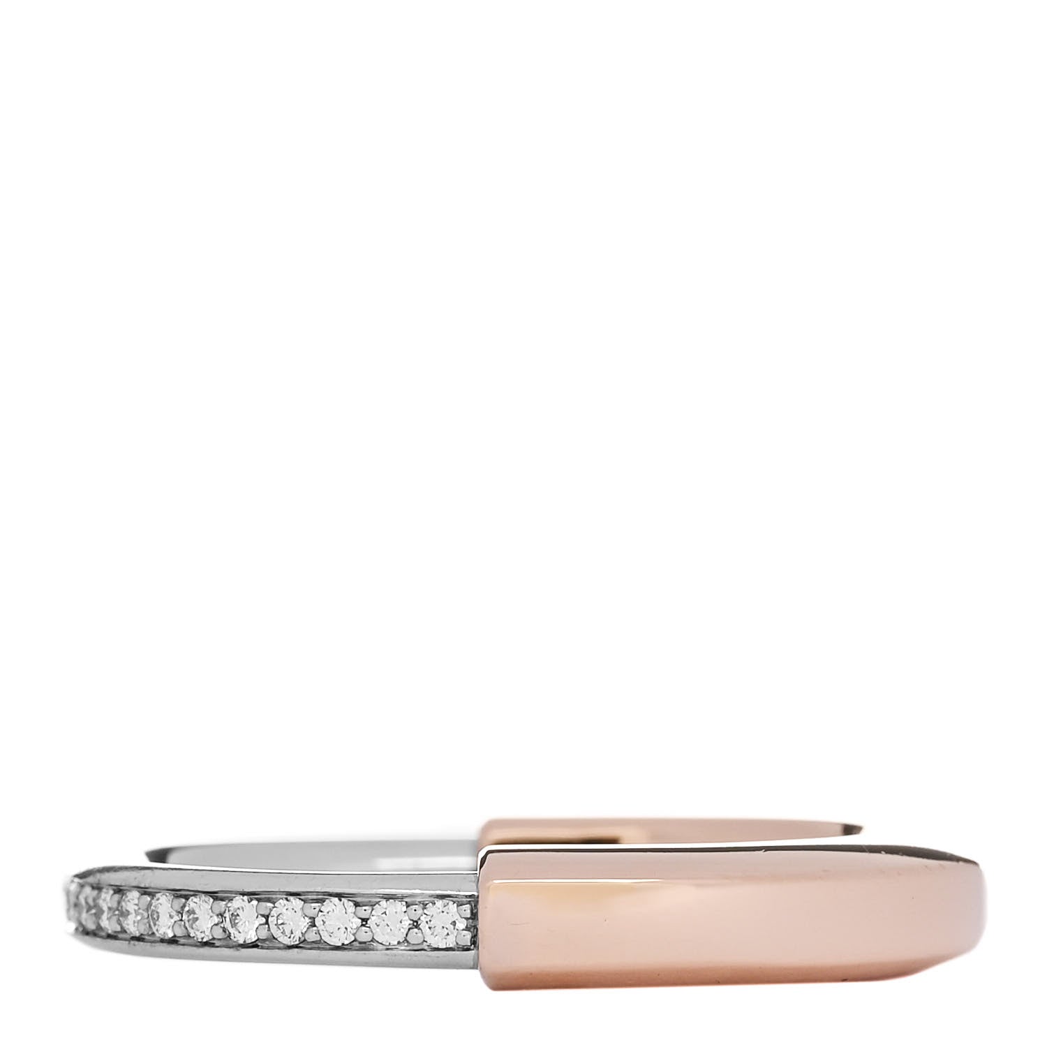 Tiffany 18K Rose White Gold Diamond Lock Ring 63 10.5 1 of 4