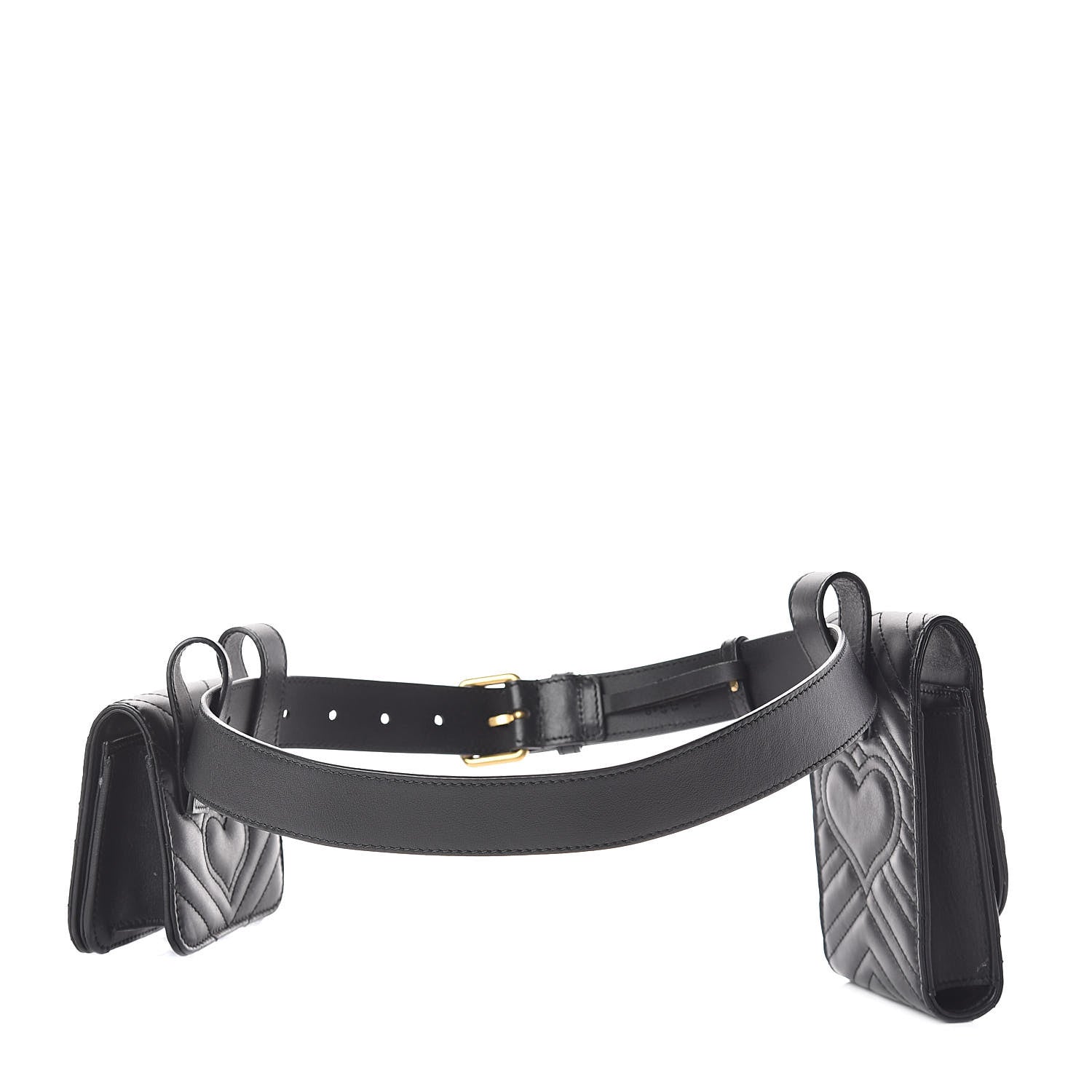 Gucci Calfskin Matelasse Animal Studs GG Marmont Belt Bag 75 Black 3 of 10