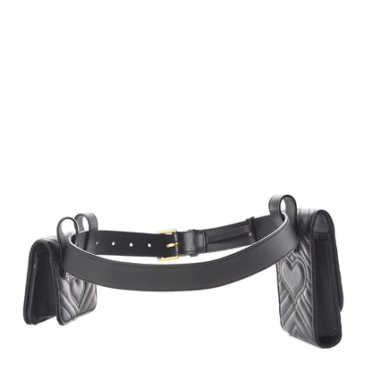 Gucci Calfskin Matelasse Animal Studs GG Marmont Belt Bag 75 Black 3 of 10