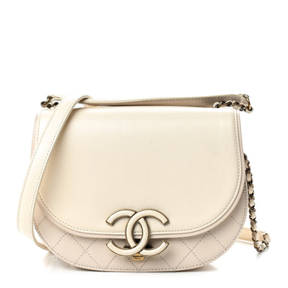Chanel Shiny Calfskin Goatskin Quilted Small Coco Curve Messenger Flap White 1 of 10