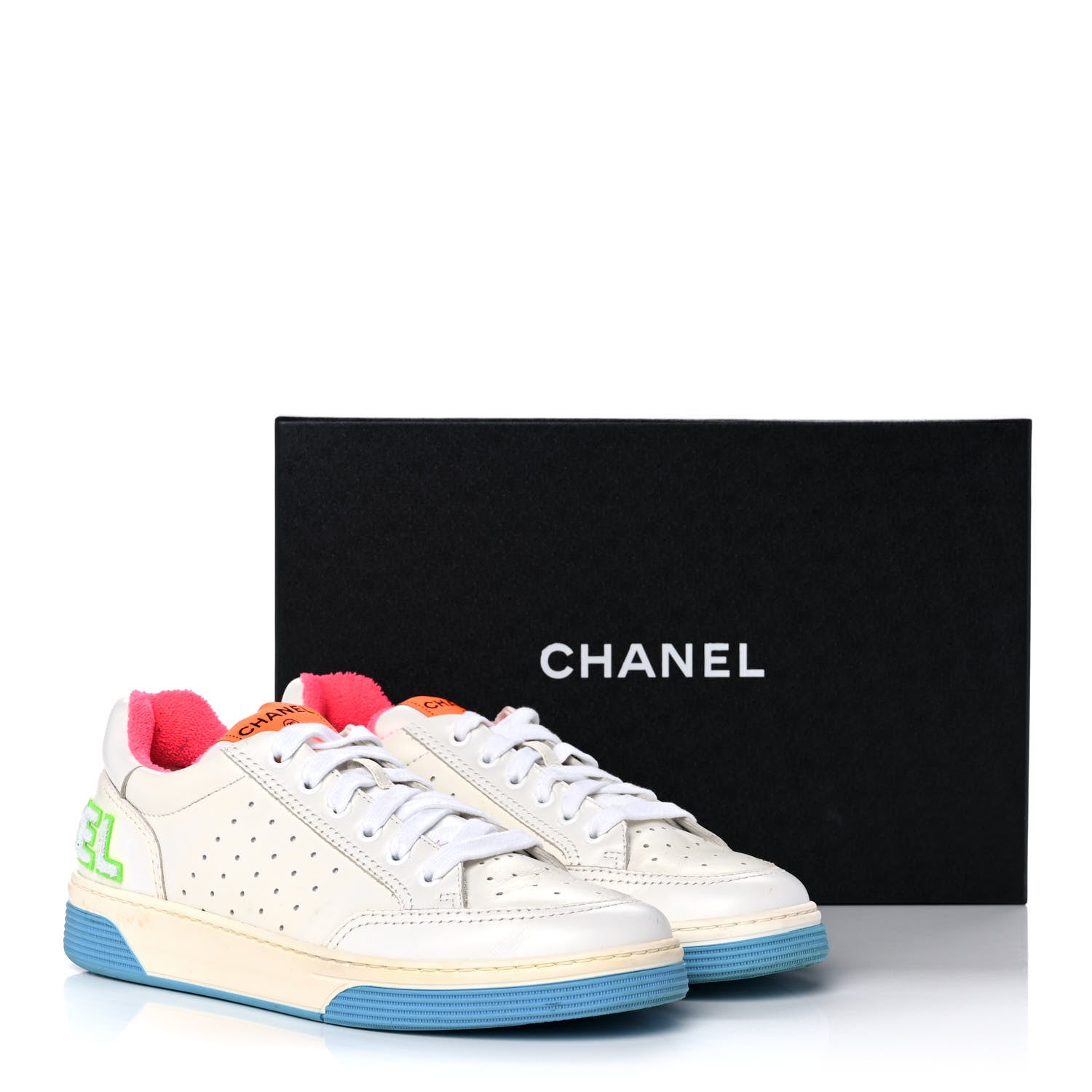 Chanel Calfskin Womens Logo Sneakers 40 White Multicolor 10 of 10