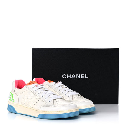 Chanel Calfskin Womens Logo Sneakers 40 White Multicolor 10 of 10