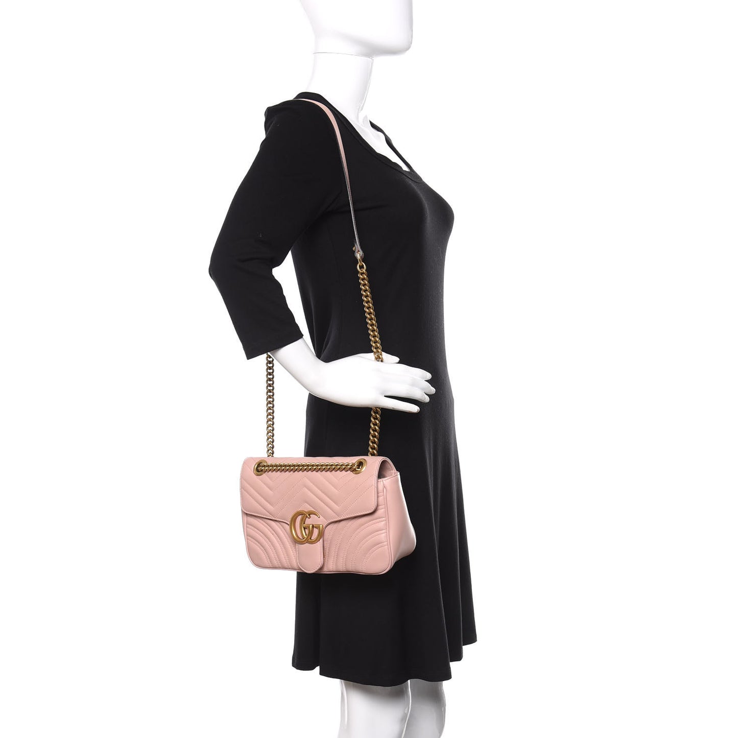 Calfskin Matelasse Small GG Marmont Shoulder Bag Perfect Pink
