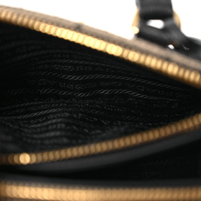 Prada Jacquard Saffiano Triangolo Symbole Embroidered Mini Galleria Double Zip Tote Black Corda 8 of 14