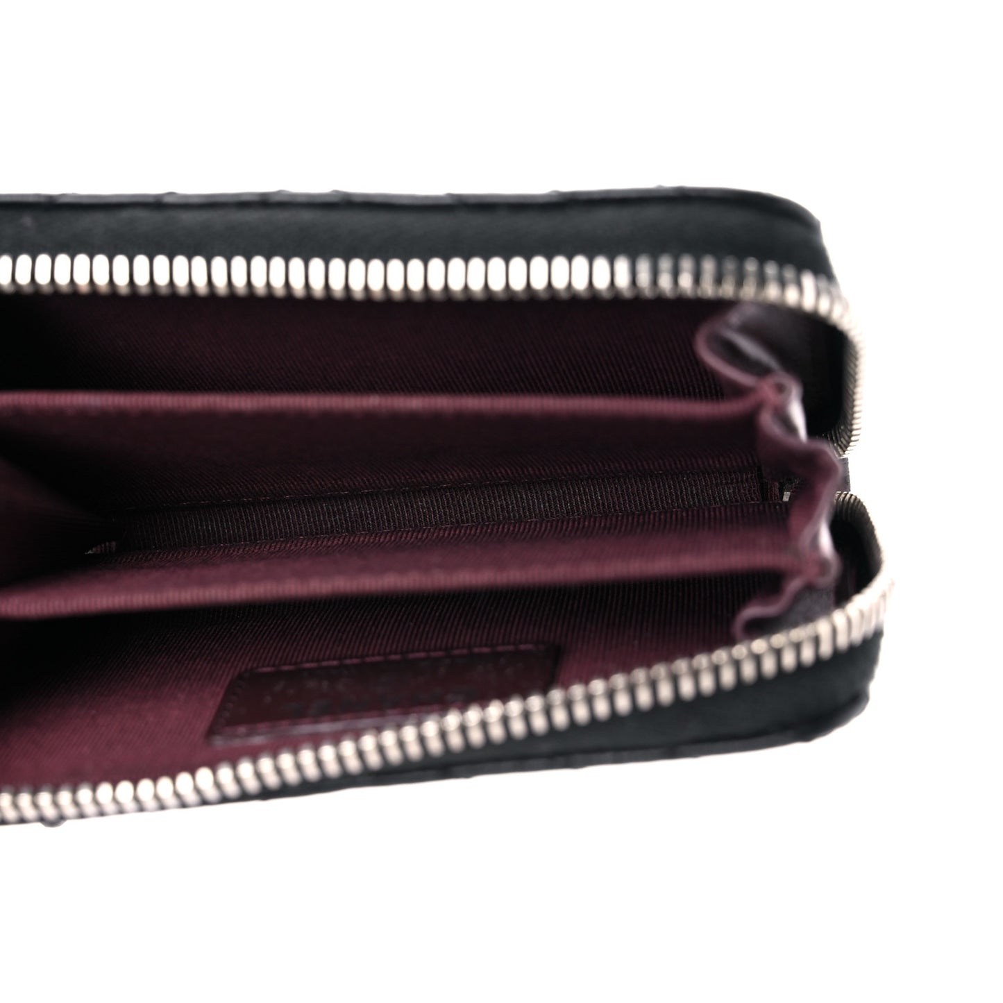 Caviar Chevron Quilted Zip Around Coin Purse Black