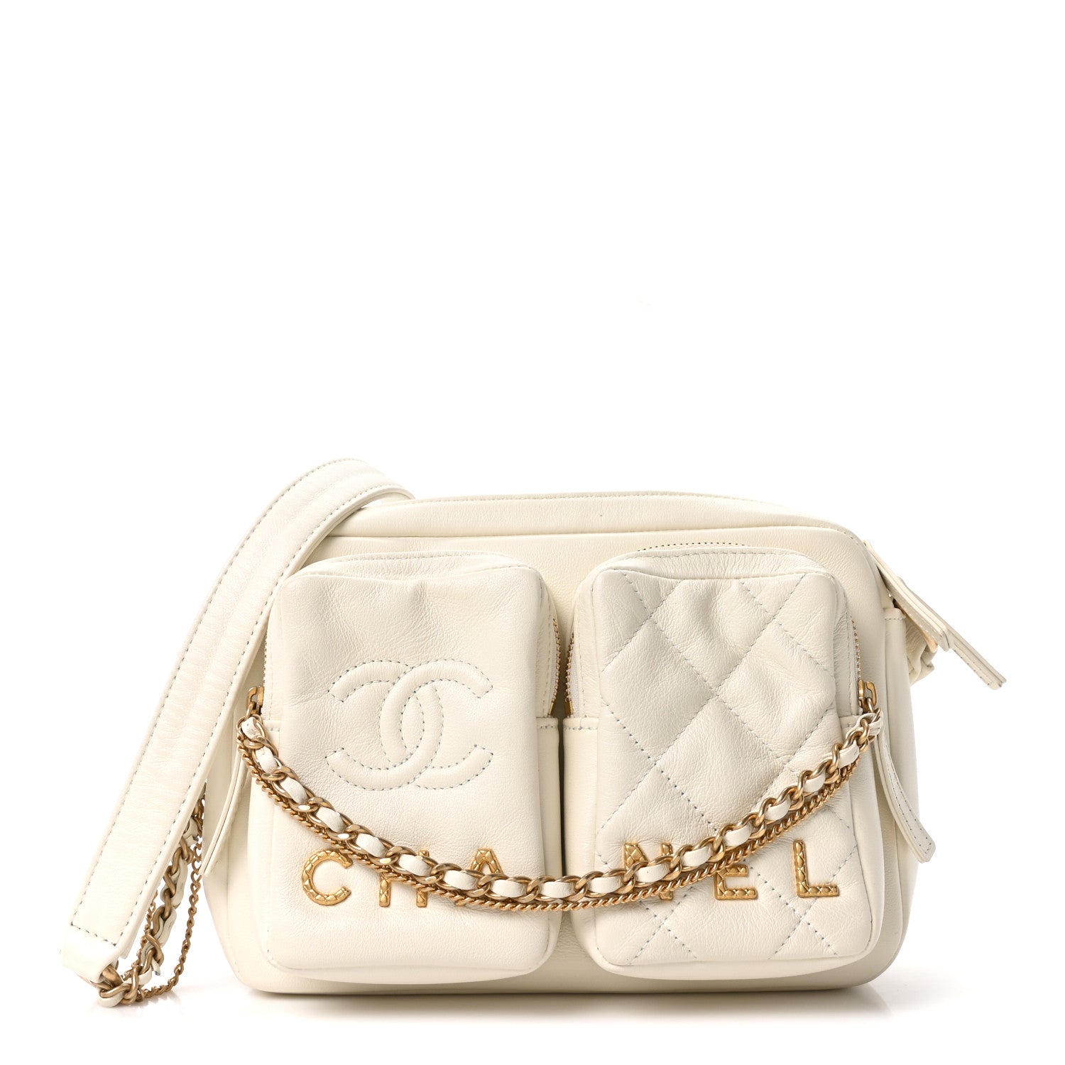 Chanel Calfskin Quilted Small Camera Case White 1 of 10