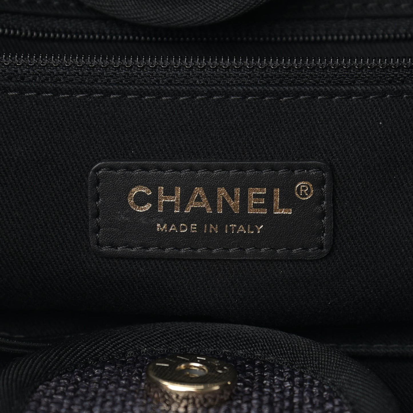 Woven Straw Raffia Medium Deauville Tote Black