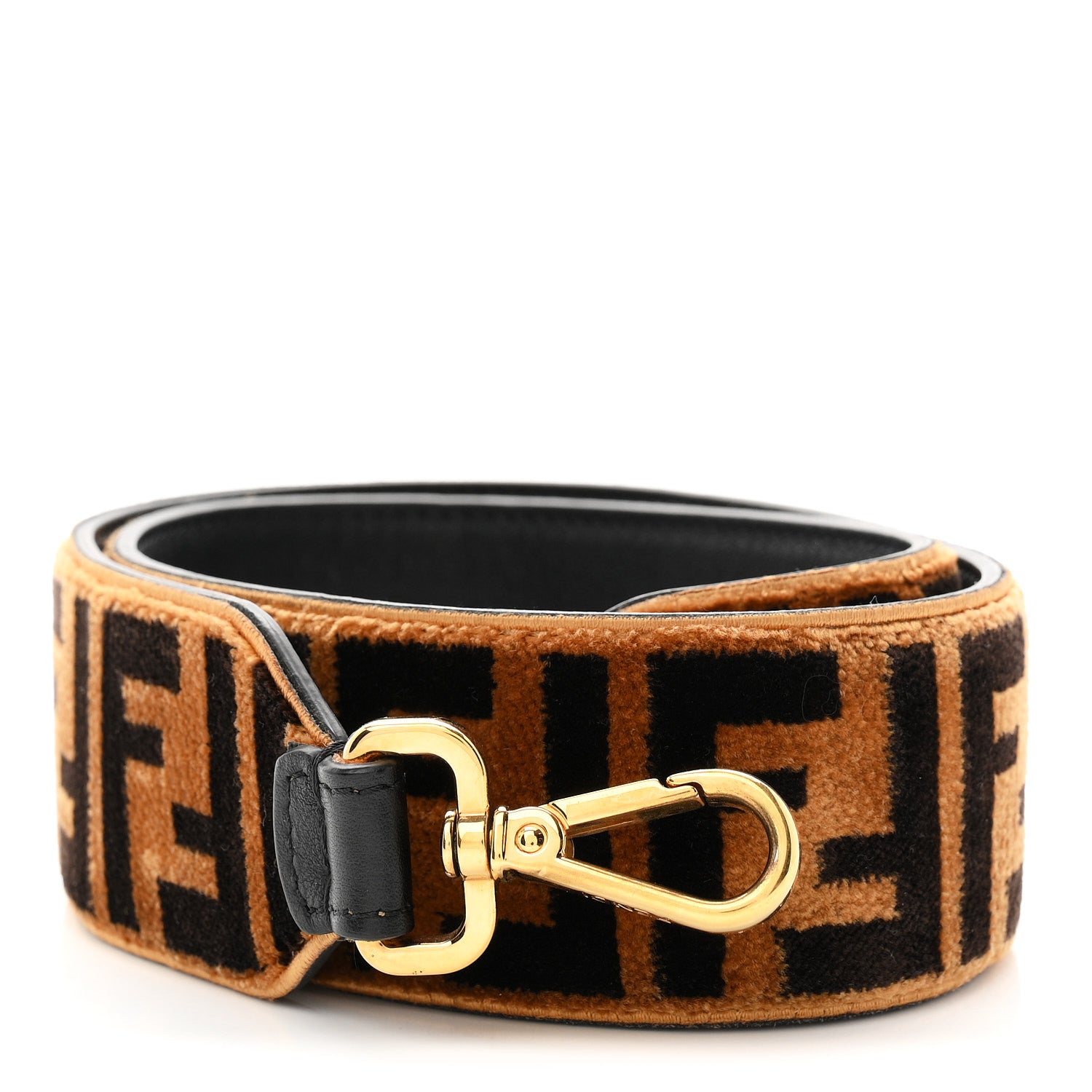 Fendi Velvet Tapestry FF Strap You Tobacco 1 of 5