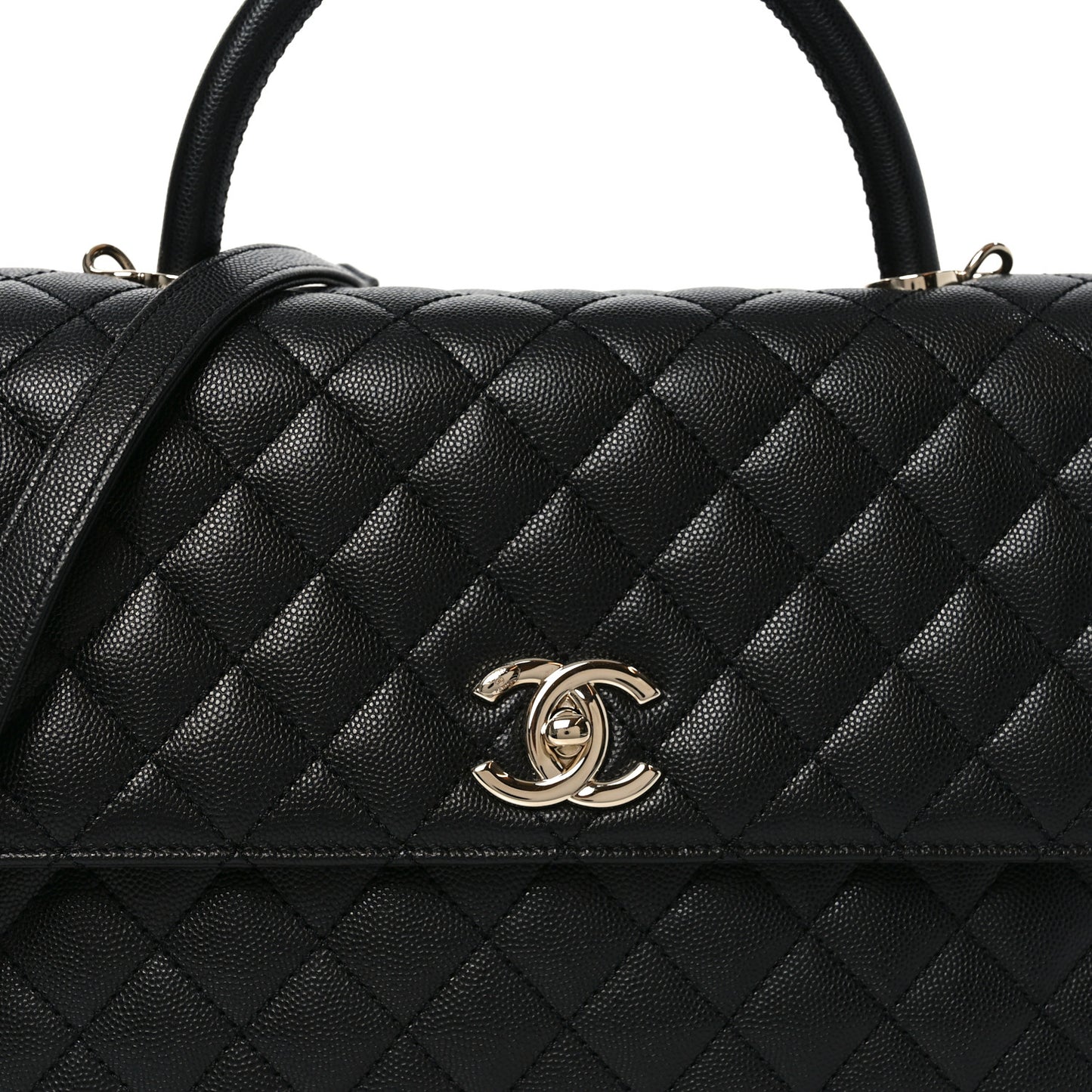 Caviar Quilted Medium Coco Handle Flap Black