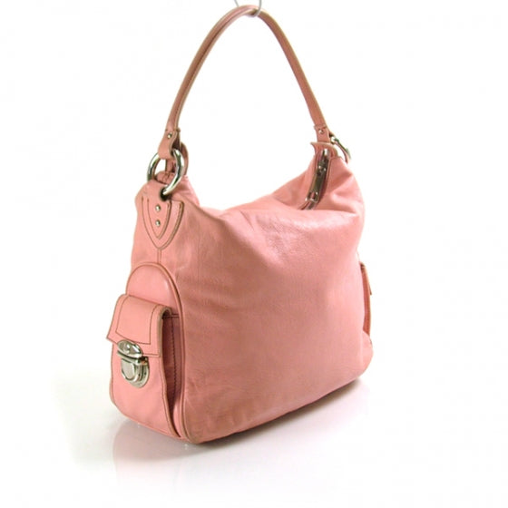 Leather Large Multipocket Hobo Pink