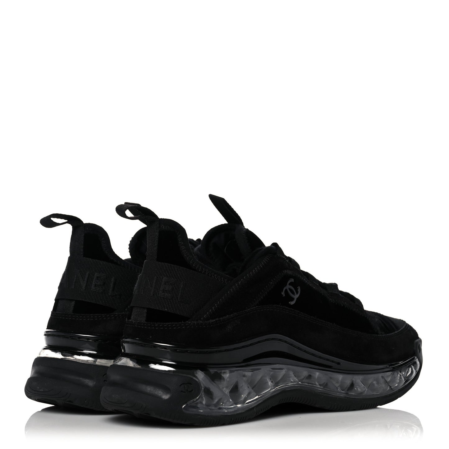 Suede Calfskin Velvet Grosgrain CC Sneakers 37 Black