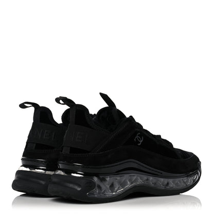 Chanel Suede Calfskin Velvet Grosgrain CC Sneakers 37 Black 4 of 7