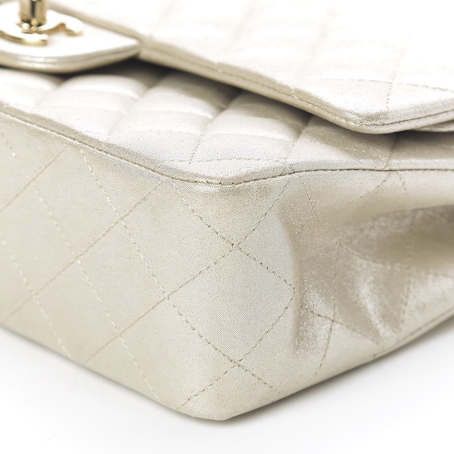 Chanel Iridescent Calfskin Medium Double Flap Light Gold 9 of 10