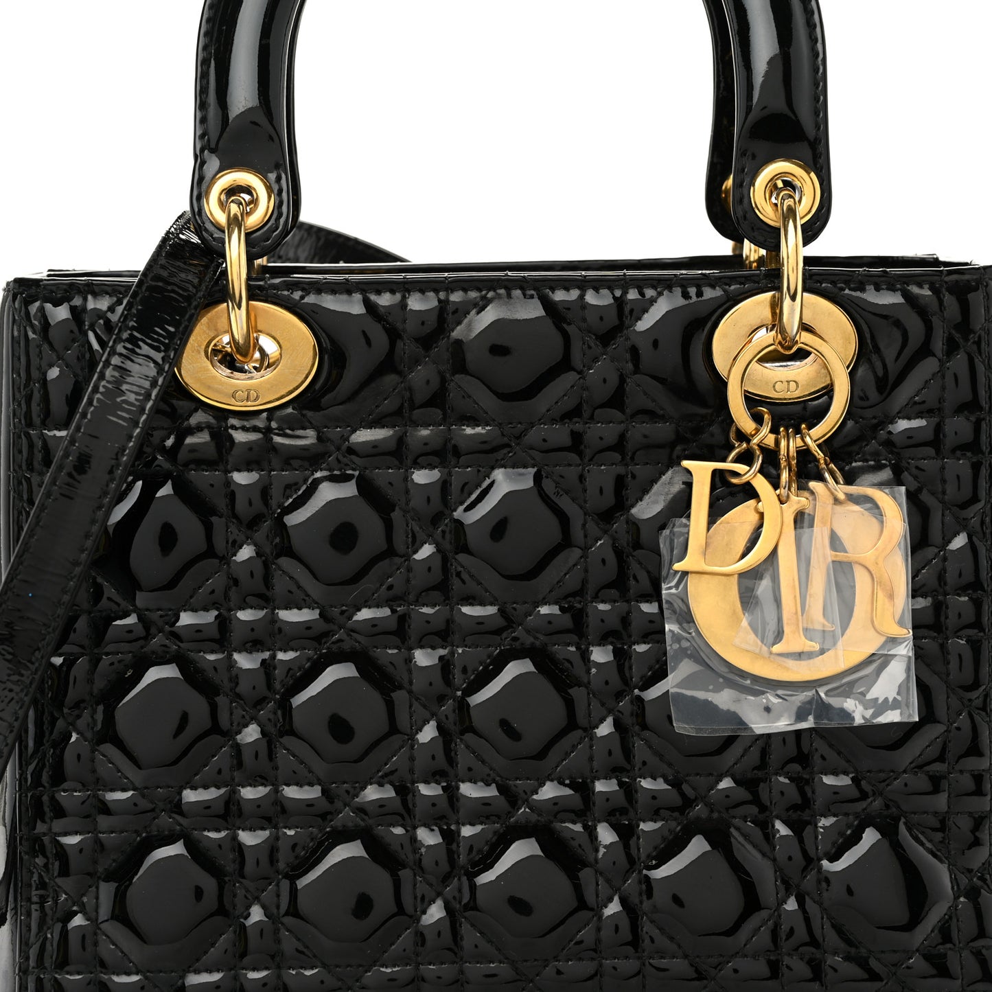 Patent Cannage Medium Lady Dior Black