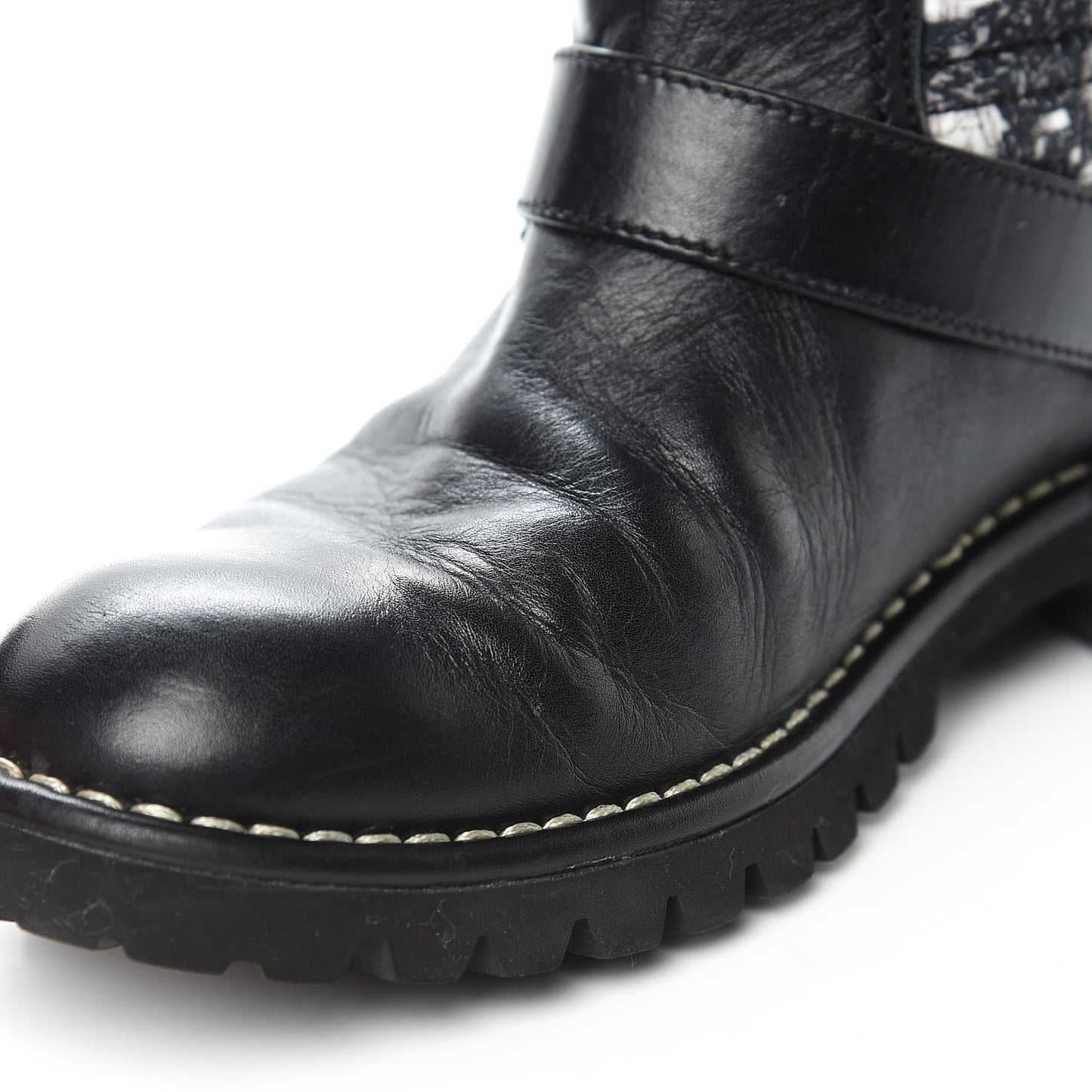 Calfskin Tweed Nylon Printed Boots 39 Black