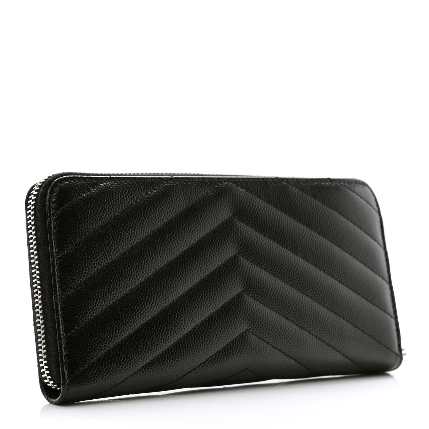 Grain De Poudre Matelasse Chevron Monogram Zip Around Wallet Black