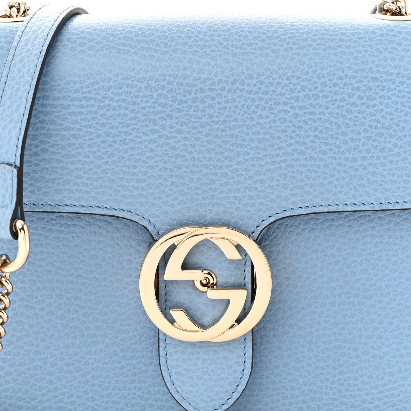 Dollar Calfskin Small Interlocking G Shoulder Bag Mineral Blue