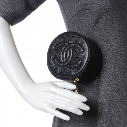 Chanel Caviar Round Jewelry Travel Case Black 2 of 9