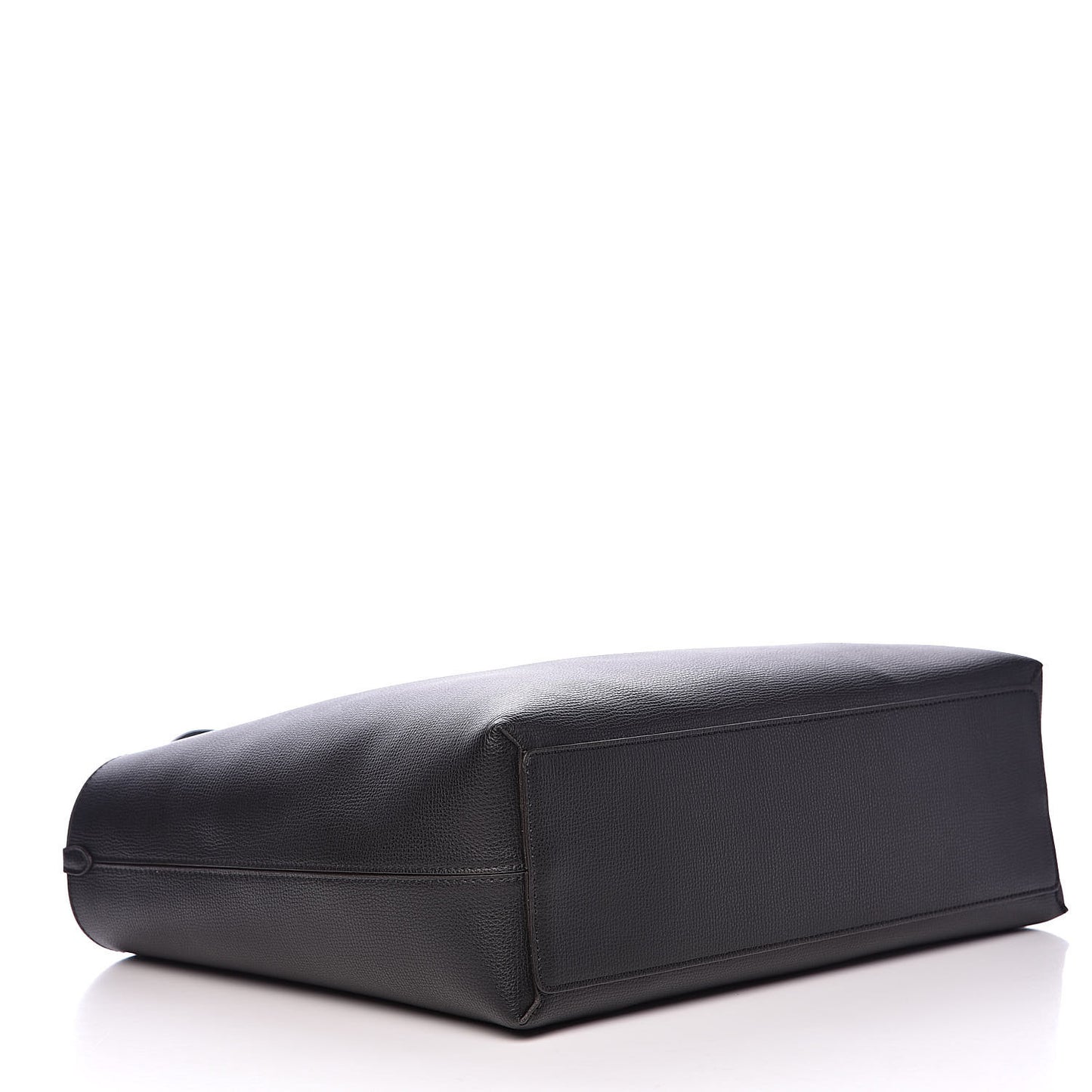 Grainy Calfskin Haymarket Check Medium Reversible Tote Black