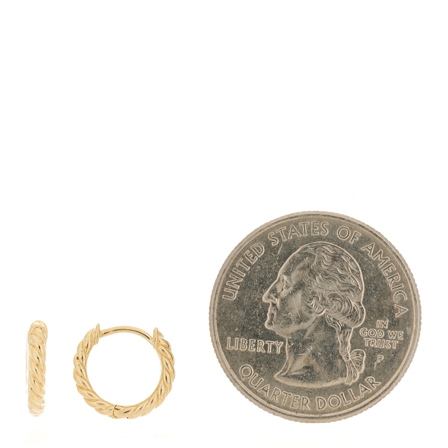 18K Yellow Gold Sculpted Cable Huggie Hoop Earrings