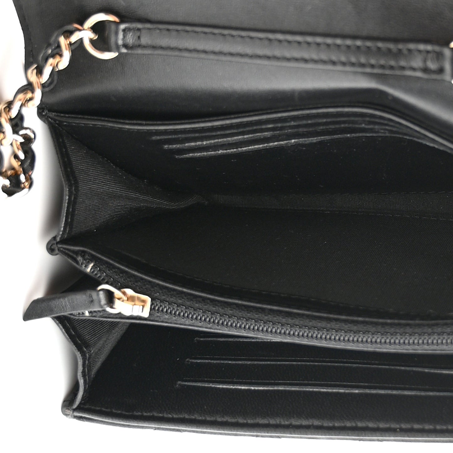 Lambskin Quilted Pearl My Shoulder Mini French Wallet On Chain WOC Black