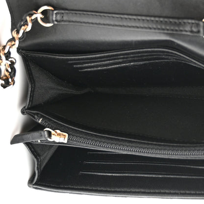 Chanel Lambskin Quilted Pearl My Shoulder Mini French Wallet On Chain WOC Black 5 of 12